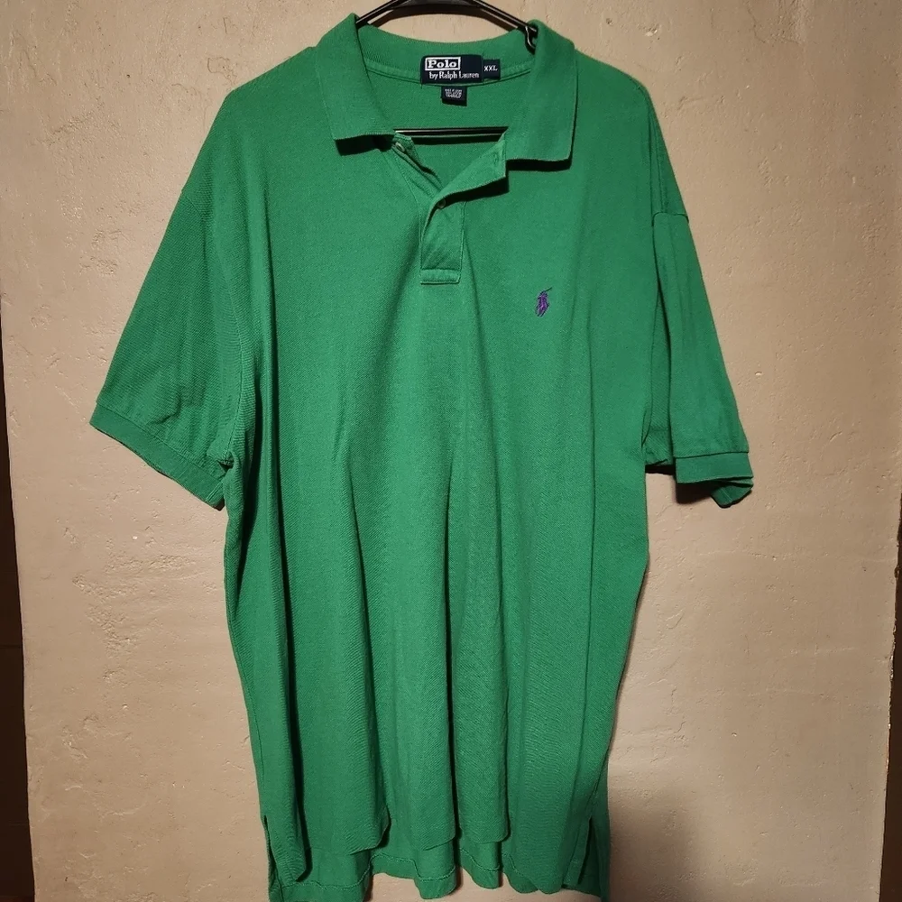 Green Polo by Ralph Lauren cotton polo shirt with a purple embroidered logo XXL
